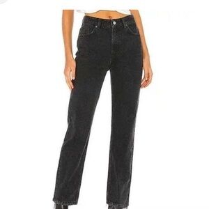 Free people we the free Black/Gray high-waisted straight leg denim jeans Size 32